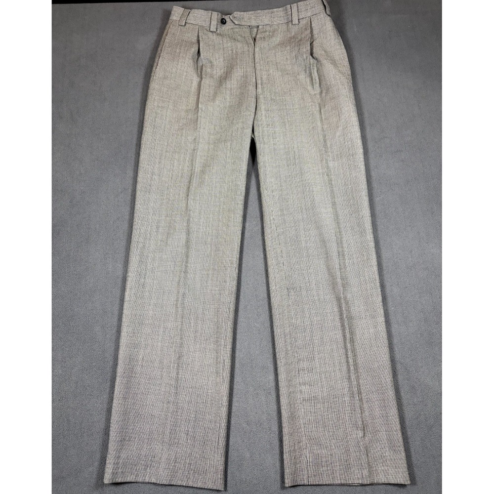 Nautica Dress Pants Men 38x32 Gray Pleated Wool Cashmere Comfort Business